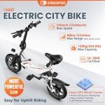 GYROCOPTERS Frost Electric Bike for Adults | UL2849 Safe Folding Ebike 350W Brushless Motor | 14-inch Tires Compact Bike | Speed up to 25kmph/15.5mph 36V Battery for Long Range PAS up to 60km/37miles