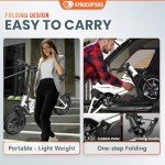 GYROCOPTERS Frost Electric Bike for Adults | UL2849 Safe Folding Ebike 350W Brushless Motor | 14-inch Tires Compact Bike | Speed up to 25kmph/15.5mph 36V Battery for Long Range PAS up to 60km/37miles