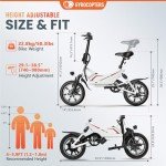 GYROCOPTERS Frost Electric Bike for Adults | UL2849 Safe Folding Ebike 350W Brushless Motor | 14-inch Tires Compact Bike | Speed up to 25kmph/15.5mph 36V Battery for Long Range PAS up to 60km/37miles