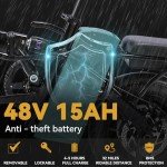 EBKAROCY Ebikes for Adults, 400W Motor 22MPH Max Speed, 14” Tire, 48V 15AH Removable Battery for Electric Bike, Multi-Shock Absorption, City Commuter, Foldable Adult Electric Bicycles (white-400w)