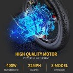 EBKAROCY Ebikes for Adults, 400W Motor 22MPH Max Speed, 14” Tire, 48V 15AH Removable Battery for Electric Bike, Multi-Shock Absorption, City Commuter, Foldable Adult Electric Bicycles (white-400w)