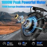 Dual Motor 2000W/1000W Electric Bike for Adult 48V 30AH/20Ah Removable Battery Up to &120 Miles Long Range 26"Fat Tire Off Road Mountain Full Suspension Electric Bicycle,Adjustable Stem,UL Certified