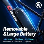 Geemax Electric Bike for Adults, 26" x 4.0 Fat Tire Ebike, 500W (Peak 750W) 36V 10.4Ah Lithium Battery Electric Bicycle, 25MPH, 21-Speed, Up to 35 Miles for Commuting, Beach, Snow