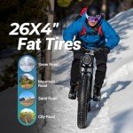 Geemax Electric Bike for Adults, 26" x 4.0 Fat Tire Ebike, 500W (Peak 750W) 36V 10.4Ah Lithium Battery Electric Bicycle, 25MPH, 21-Speed, Up to 35 Miles for Commuting, Beach, Snow