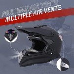 OUMURS Adult Dirt Bike Helmet with Goggles Gloves & Mask Adjustable Sun Visor Motorcycle Adult ATV Helmet Off-Road Motocross Downhill Moped MX BMX for Unisex-Adult-Matte Black-188, L