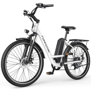 Funhang Electric Bike for Adults, 1000W Peak Ebike, 21.7MPH 50Miles City Cruiser Ebikes, 26" Step Thru Electric Bicycle with 48V Removable Battery, Adjustable Stem, Rear Rack, Front Suspension,7 Speed