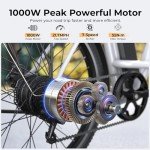 Funhang Electric Bike for Adults, 1000W Peak Ebike, 21.7MPH 50Miles City Cruiser Ebikes, 26" Step Thru Electric Bicycle with 48V Removable Battery, Adjustable Stem, Rear Rack, Front Suspension,7 Speed