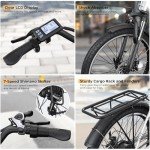 Funhang Electric Bike for Adults, 1000W Peak Ebike, 21.7MPH 50Miles City Cruiser Ebikes, 26" Step Thru Electric Bicycle with 48V Removable Battery, Adjustable Stem, Rear Rack, Front Suspension,7 Speed