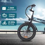 GELEISEN Folding Electric Bike for Adults, 20"×3.0 Fat Tire Electric Bicycle, 280.8Wh Battery Ebike, 20MPH Electric Cargo Bike with LCD Color Display & 6 Speed Gears (Fits for 5'0"+) (Black)