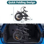 GELEISEN Folding Electric Bike for Adults, 20"×3.0 Fat Tire Electric Bicycle, 280.8Wh Battery Ebike, 20MPH Electric Cargo Bike with LCD Color Display & 6 Speed Gears (Fits for 5'0"+) (Black)