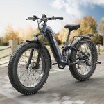 PUCKIPUPPY Electric Bike for Adults 960W, 48V 20AH Battery Adult Electric Bicycles, 26" Fat Tire Full Suspension Step-Thru Ebike, 28MPH Mountain Ebike, 7 Speed, 80Miles Range-Boxer ST
