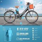 ANCHEER 26'' Electric Bike, Low Frame Electric City Bike with 36V/13 Ah Lithium Battery and 350W Motor, 50Miles Step Through Commuter Ebike with Basket for Woman Man (White Citybike with Basket)