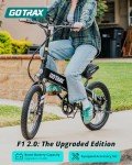 Gotrax F1V2 20" Electric Bike, Max Range 50 Miles & 20Mph Power by 350W, LCD Display & 5 Pedal-Assist Levels, Adult Folding Bike with Accessories including Lock, Rearview Mirror, Phone Holder&Seat Bag