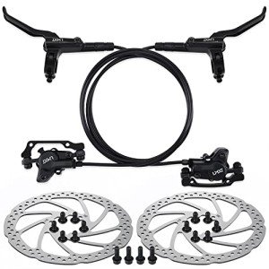 TOBWOLF 1 Pair MTB Disc Brake Set, Hydraulic Disc Brake Kit with 160mm Rotors, Left Front 81cm & Right Rear 147cm, Aluminum Oil Pressure Calipers Levers for Mountain Bike E-Bike Fat Bike Road Bike