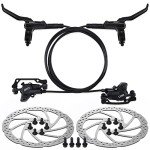 TOBWOLF 1 Pair MTB Disc Brake Set, Hydraulic Disc Brake Kit with 160mm Rotors, Left Front 81cm & Right Rear 147cm, Aluminum Oil Pressure Calipers Levers for Mountain Bike E-Bike Fat Bike Road Bike