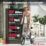 Windone S14 Electric Bike for Adults, Max 19 MPH Speed & 28 Miles Range (PAS), 500WPeak Motor and Lightweight & Portable, Shock Absorbers Electric Bicycle, Foldable ebike for Adults