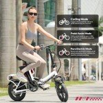 Windone S14 Electric Bike for Adults, Max 19 MPH Speed & 28 Miles Range (PAS), 500WPeak Motor and Lightweight & Portable, Shock Absorbers Electric Bicycle, Foldable ebike for Adults