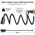 Hapleby Premium Bike Lock with 2pcs Keys, Professional Bike Cable Lock of 4 Feet, Heavy Duty Bicycle Lock Cable for Strong Anti-Theft, Come with 1PCS Mounting Bracket