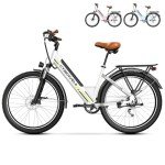 CBVELO 1000W Ebikes for Adults，80 Miles Max Range Removable Battery Ebike，26" Electric Bike for Adults Adult Electric Bike for Commute （7-Speed White）