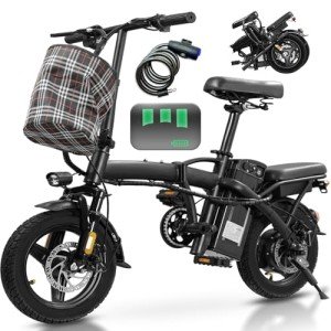 Electric Bike for Adults Teens, Commuter City Foldable ebike with 560W Motor and 48V Battery, 24MPH 3-Level Assist, Dual Disc Brakes,14" Compact Folding Electric bicycle with UL 2849 Certified