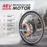 PEXMOR Electric Bike Conversion Kit, 48V 1000W 26" Front Wheel E-Bike Hub Motor Kit, Upgrade 3 Mode Controller w/PAS/Twist Throttle with Battery Indicator Ebike Bicycle Wheel Kit