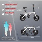PEXMOR Electric Bike for Adults, 350W Motor (Peak 500W) Ebike 36V 6AH Battery, 14" Folding Commuter City Electric Bicycle for Adults/Teens, Complies to UL2849