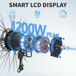 Jasion Roamer Electric Bike for Adults 1200W Peak Motor 528WH Removable Battery,up to 60miles 28MPH City Cruiser Ebike,26'' Commuter E Bike, 7-Speed Gears and Front Suspension Bicycles,Blue