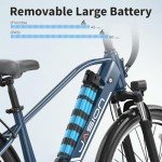 Jasion Roamer Electric Bike for Adults 1200W Peak Motor 528WH Removable Battery,up to 60miles 28MPH City Cruiser Ebike,26'' Commuter E Bike, 7-Speed Gears and Front Suspension Bicycles,Blue