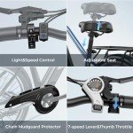 Jasion Roamer Electric Bike for Adults 1200W Peak Motor 528WH Removable Battery,up to 60miles 28MPH City Cruiser Ebike,26'' Commuter E Bike, 7-Speed Gears and Front Suspension Bicycles,Blue