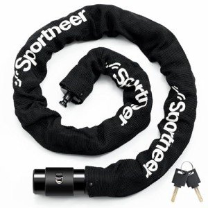 Sportneer Bike Lock: 8mm Thick High Security Anti Theft Bike Chain Lock with 2 Keys- 3.2/4ft Long Heavy Duty Anti-Cut Bicycle Lock for Bike, Motorcycle, Bicycle, Door, Gate, Fence, Grill