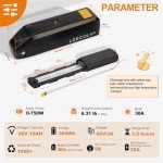 LGECOLFP 36V 10Ah Ebike Battery Pack with 3A Fast Charger USB Port 30A BMS for 36V Controller 250W 350W 500W 750W Motor