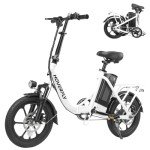 Hoverfly 16" Electric Bike, Max Range 25Miles(Pedal-assist)&Max Speed 15.5Mph, 350W Folding E-Bike with Removable Battery, Front Suspension &Adjustable Seat, Commuter Electric Bicycle for Adults White