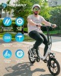 Hoverfly 16" Electric Bike, Max Range 25Miles(Pedal-assist)&Max Speed 15.5Mph, 350W Folding E-Bike with Removable Battery, Front Suspension &Adjustable Seat, Commuter Electric Bicycle for Adults White