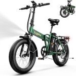 EUYBIKE Foldable Electric Bike for Adults, 30+MPH, 48V 20Ah Removable Lithium Battery up to 80Miles, 20" Fat Tire 1000W Dirt Ebike Adult Electric Bicycle for City Commute Beach Mountain E Bike Green