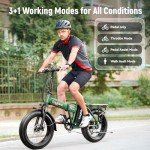 EUYBIKE Foldable Electric Bike for Adults, 30+MPH, 48V 20Ah Removable Lithium Battery up to 80Miles, 20" Fat Tire 1000W Dirt Ebike Adult Electric Bicycle for City Commute Beach Mountain E Bike Green
