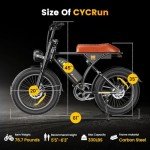 CYCROWN CycRun Electric Bike for Adults 750W Motor with 374.4WH Battery, 20MPH 55Miles Moped Style Ebike for Adults, 20" Fat Tire Commuting Off Road Mountain Ebike with Hydraulic Suspension, UL2849