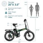 EUYBIKE Foldable Electric Bike for Adults, 30+MPH, 48V 20Ah Removable Lithium Battery up to 80Miles, 20" Fat Tire 1000W Dirt Ebike Adult Electric Bicycle for City Commute Beach Mountain E Bike Green