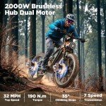 OTIDA Peak 3000W Dual Motors Electric Bike for Adults 32MPH with 48V 20Ah Battery, 26" x 4" Fat Tire Full Suspension Ebike with Hycraulic Dual Brakes, Mountain E-Bike Cast/Spoked Wheel (RX80-Orange)