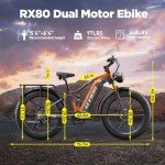 OTIDA Peak 3000W Dual Motors Electric Bike for Adults 32MPH with 48V 20Ah Battery, 26" x 4" Fat Tire Full Suspension Ebike with Hycraulic Dual Brakes, Mountain E-Bike Cast/Spoked Wheel (RX80-Orange)