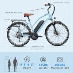 Jasion CB1 Electric Bike for Adults, 1000W Motor Peak Ebike, 450Wh Removeable Battery, 26'' City Cruiser Bicycle, 22 MPH Commuter Women Ebike, 7-Speed Gear