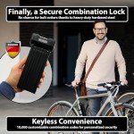 KOHLBURG Folding Bike Lock [43”] Bolt Cutter Proof with 4-Digit Combination Code & Bracket - Long Foldable Bike Lock of Heavy Duty Anti Theft Security Level for Bicycle e-Bike MTB & Scooter