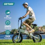 Gotrax S3 Electric Bike, 16x3.0 Fat Tire Electric Bicycle for Adults, 750W Peak Motor, Max Range 25 Miles, Up to 20 MPH, Removable Battery, Adjustable Seat, Folding Electric Bike for Adults/Teens 13+