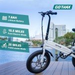 Gotrax S3 Electric Bike, 16x3.0 Fat Tire Electric Bicycle for Adults, 750W Peak Motor, Max Range 25 Miles, Up to 20 MPH, Removable Battery, Adjustable Seat, Folding Electric Bike for Adults/Teens 13+