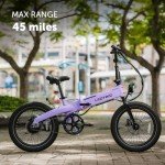 LECTRIC XP™ Lite 2.0 Electric Bike | Adult Folding Bikes - Weighs Only 49lbs | 45 Mile Range w/ 5 Pedal-Assist Levels | 20mph Top Speed - Class 1 and 2 eBike (Standard, Lavender Haze)