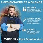 WIDDER Very Long [47"] Security Folding Lock - Foldable Bicycle Lock with 4 Keys & Frame Mount Bracket, no Rattling - Ideal for Ebike & E Scooter with Key