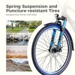 Jasion CB1 Ebike for Adults, 1000W Motor Peak Electric Bike, 36V 12.5Ah Lithium Battery, 26'' Commuter Women Ebike, 7-Speed City Cruiser Bicycle, 45 Miles Range