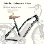 Jasion CB1 Ebike for Adults, 1000W Motor Peak Electric Bike, 36V 12.5Ah Lithium Battery, 26'' Commuter Women Ebike, 7-Speed City Cruiser Bicycle, 45 Miles Range