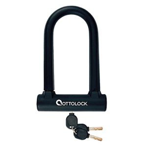 OTTOLOCK Sidekick Compact U-Lock - Heavy Duty Anti Theft Bicycle U-Lock with Keys, Silicone-Coated, Bike Accessories, Black