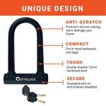 OTTOLOCK Sidekick Compact U-Lock - Heavy Duty Anti Theft Bicycle U-Lock with Keys, Silicone-Coated, Bike Accessories, Black