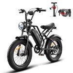 HAPPYRUN Electric Bike for Adults Peak 1500W Ebike 48V 18Ah Removable Battery E-Bike 60+ Mile 32MPH Top Speed Electric Motorcycle - All Terrain Fat Tire Electric Bike (Black)